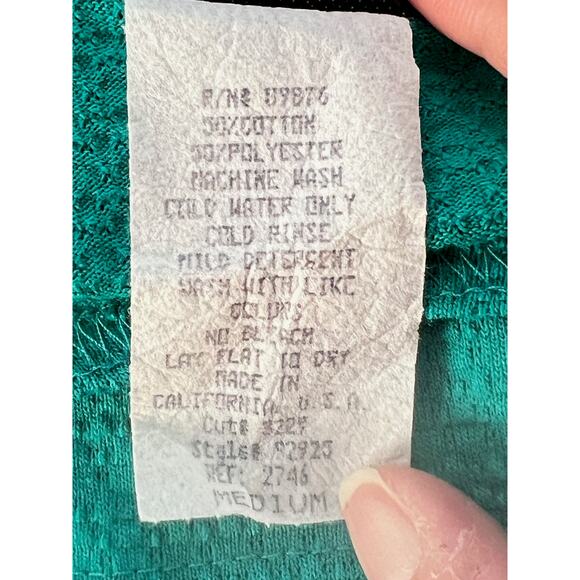 Vintage L.A. Gold Peacock Teal Green Textured Workout Tank Top Size M - Picture 6 of 7